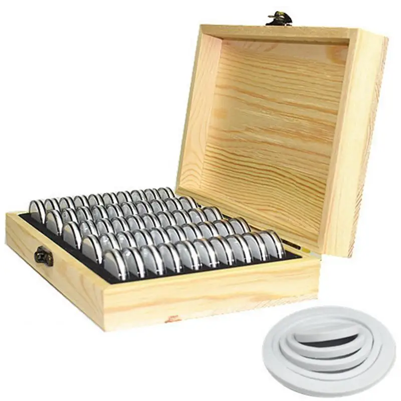 50 Coin Storage Boxes Round Coin Storage Wooden Box Commemorative Coin Collection Box For Desktop Drawer Organizer