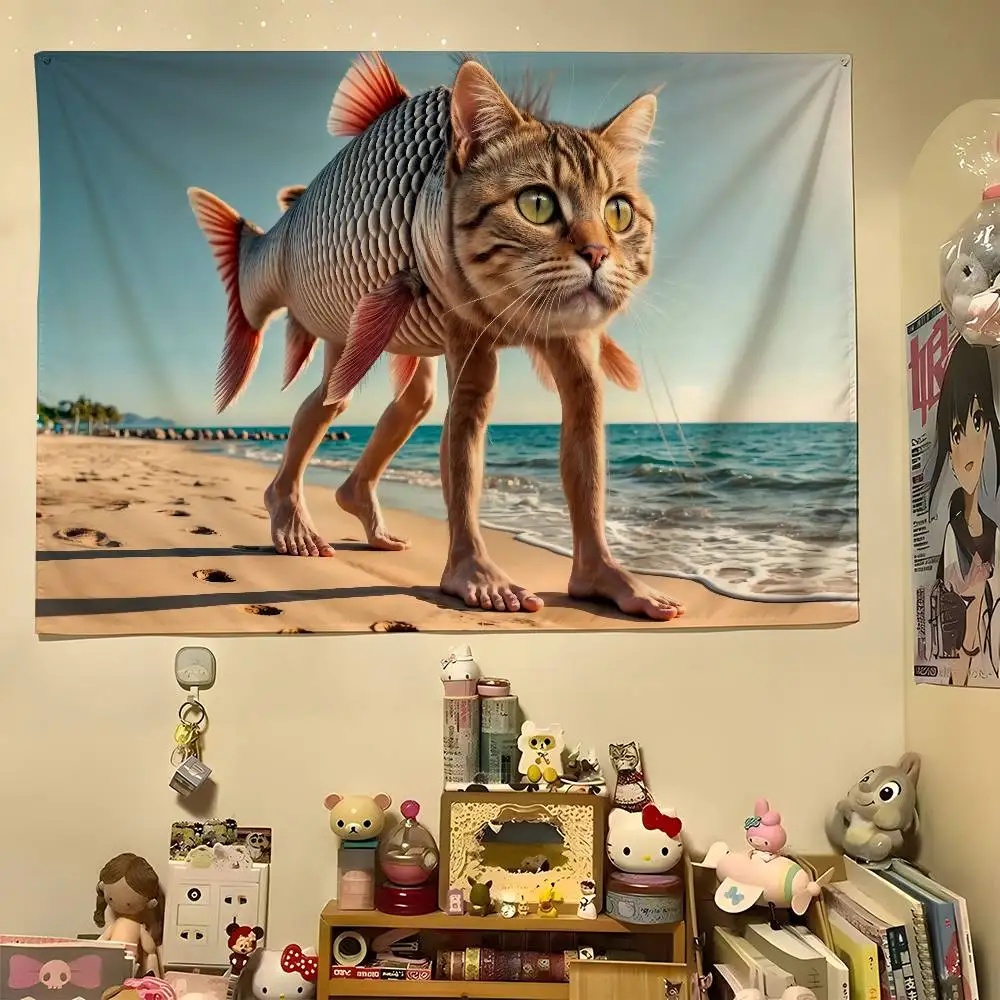 

1 шт. Кавайный мем с животными, красочный, в стиле хиппи, психоделический, для декора бара, гостиной, кабинета, спальни, общежития, эстетичный