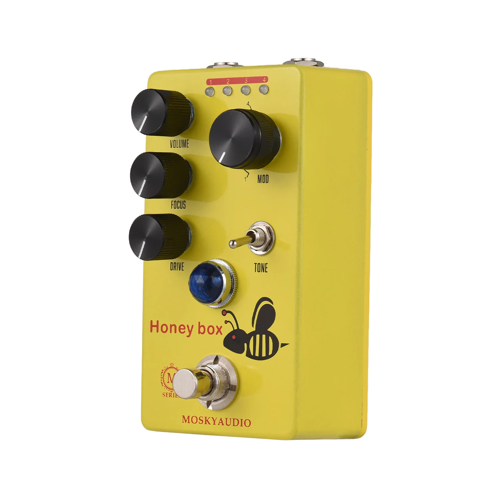 

Педаль для гитары MOSKYAUDIO HONEY BOX DRIVE Overdrive, педаль для создания эффектов, громкость/привод/фокус/4-режимная ручка, DC 9 В, настоящий байпас, педаль для гитары