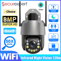 Securexpert 5/8MP 50X Zoom PTZ Camera WiFi 4K Ultra HD 20X Outdoor Surveillance 120m Ultra Long IR Vision ONVIF Security Camera