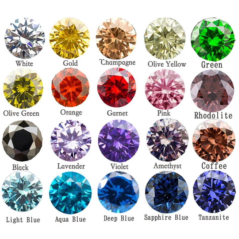 

5A Cubic Zirconia Stone Various Color Round Shape Brilliant Cut Loose CZ Stone Synthetic Gems Beads For Jewelry 0.8~12mm AAAAA