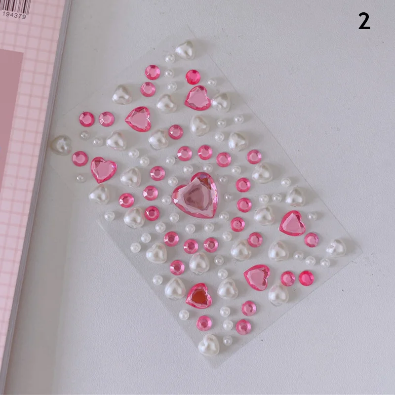 1 Sheet 3D Heart Shape Sticker Acrylic Crystal Children's Stickers Simulation Diamond Pearl Photo Album Decoration Stickers