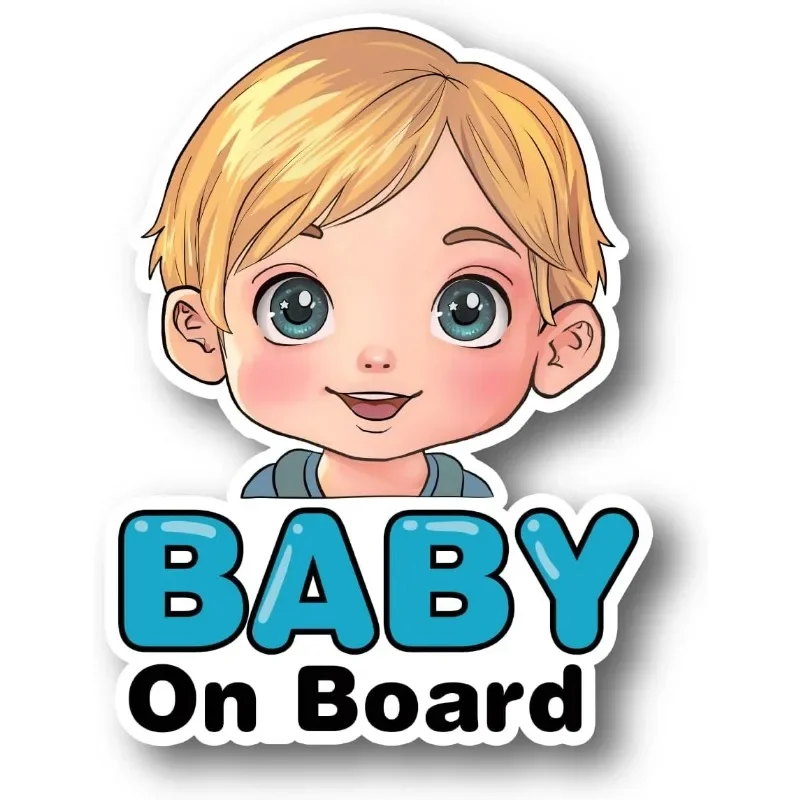 Custom Cartoon Baby on Board Sticker PVC Reflective Safety Sign for Car Windows Blue Boy - view 2