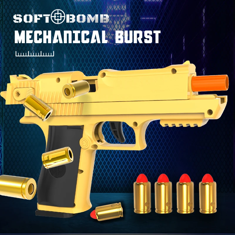 Automatic Desert Eagle Toy Gun for Kids, Airsoft Pistol, Soft Bullet, Disparo Contínuo, Shell Ejection, Meninos, Meninas, Jogos ao ar livre para adultos