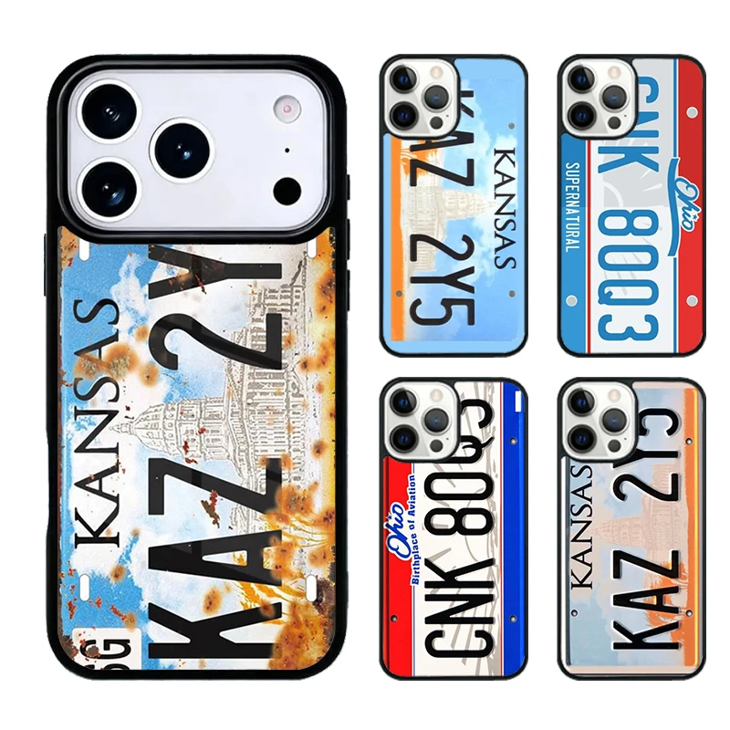 Capa de Celular Supernatural com Design de Placa de Carro Compatível com iPhone 17 16e 15 14 13 12 11 Pro Max