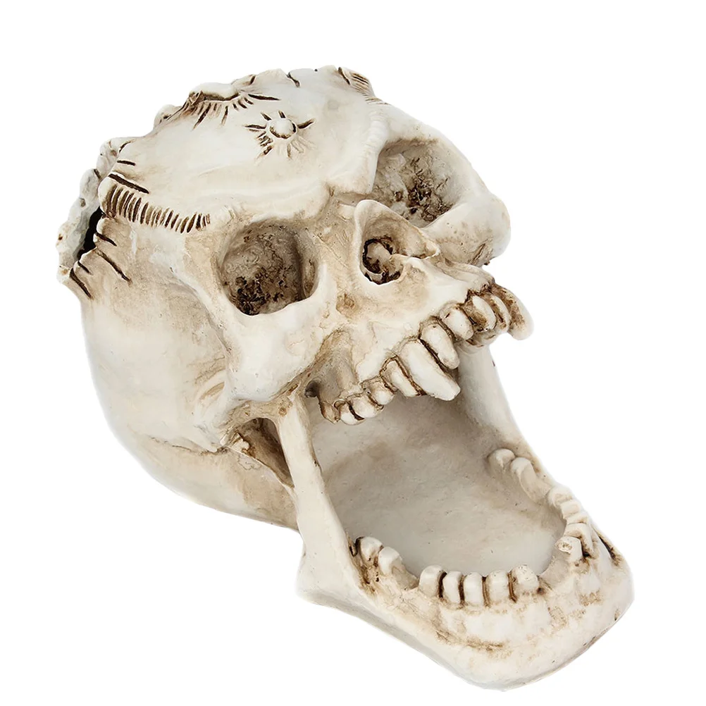 

Skull Adornment Pen Storage Box Creative Desktop Organizer for School Office Library Pencil Holder Skull Pen Holder