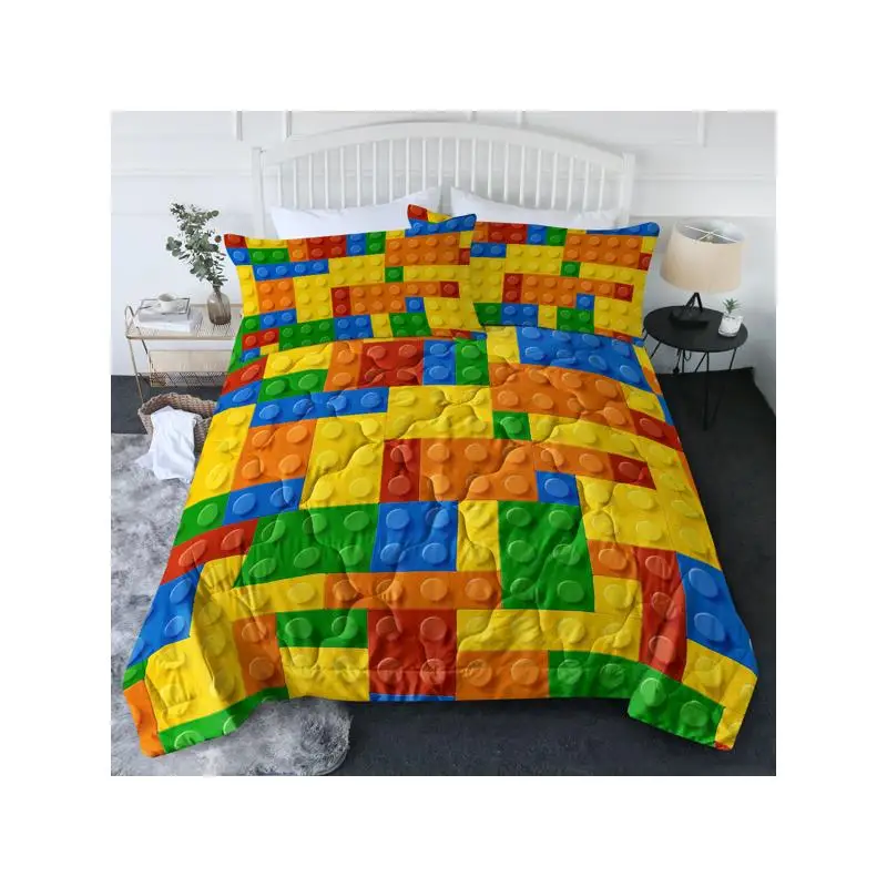 

Colorful Dot Building Blocks 3-Piece Twin Comforter Set, Playful Summer Duvet Quilt for Kids, Lightweight Bedding for Fun Rooms