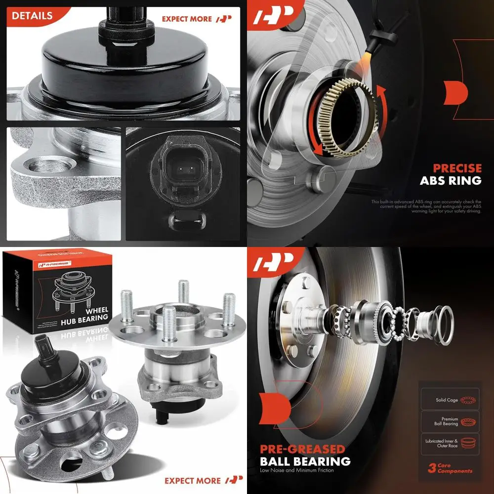 

2 подшипника заднего колеса и ступицы в сборе с ABS и 4 уровнями, совместимые с Toyota Yaris 2006-2014, Prius C 2012-2019 и Scion iQ 20