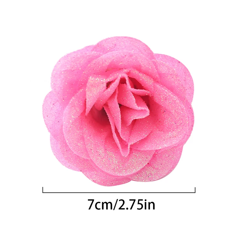 6/12 Stück Kristallrose, künstliche Blumen, 7 cm, gefälschter Blumenkopf für Heimdekoration, Hochzeit, Hochzeit, Dekoration, DIY, Handwerk, Geschenk, Zubehör – Detail 2