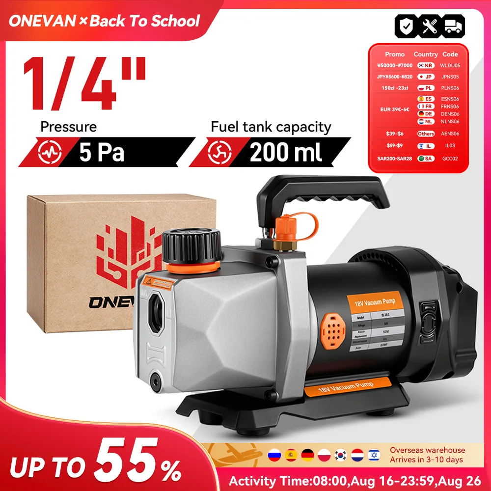 ONEVAN 1/2HP 7CFM Refrigerant Vacuum Pump 1/4 Air Inlet Refrigeration Car Household Air Conditioning For Makita 18V Battery Pin