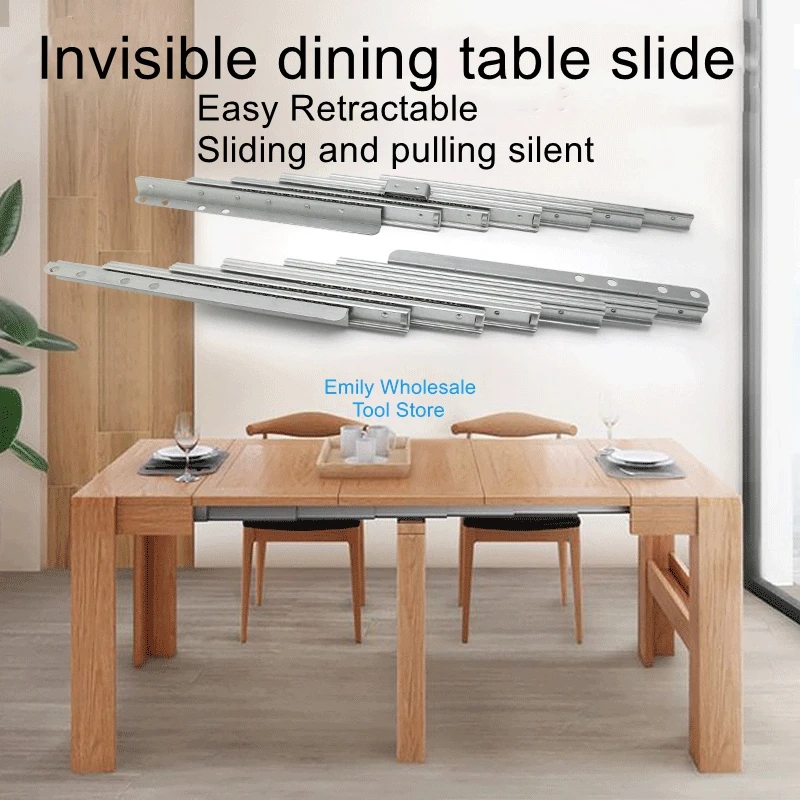 Invisible dining table telescopic guide aluminum alloy multifunctional folding extension sliding guide dining table slide