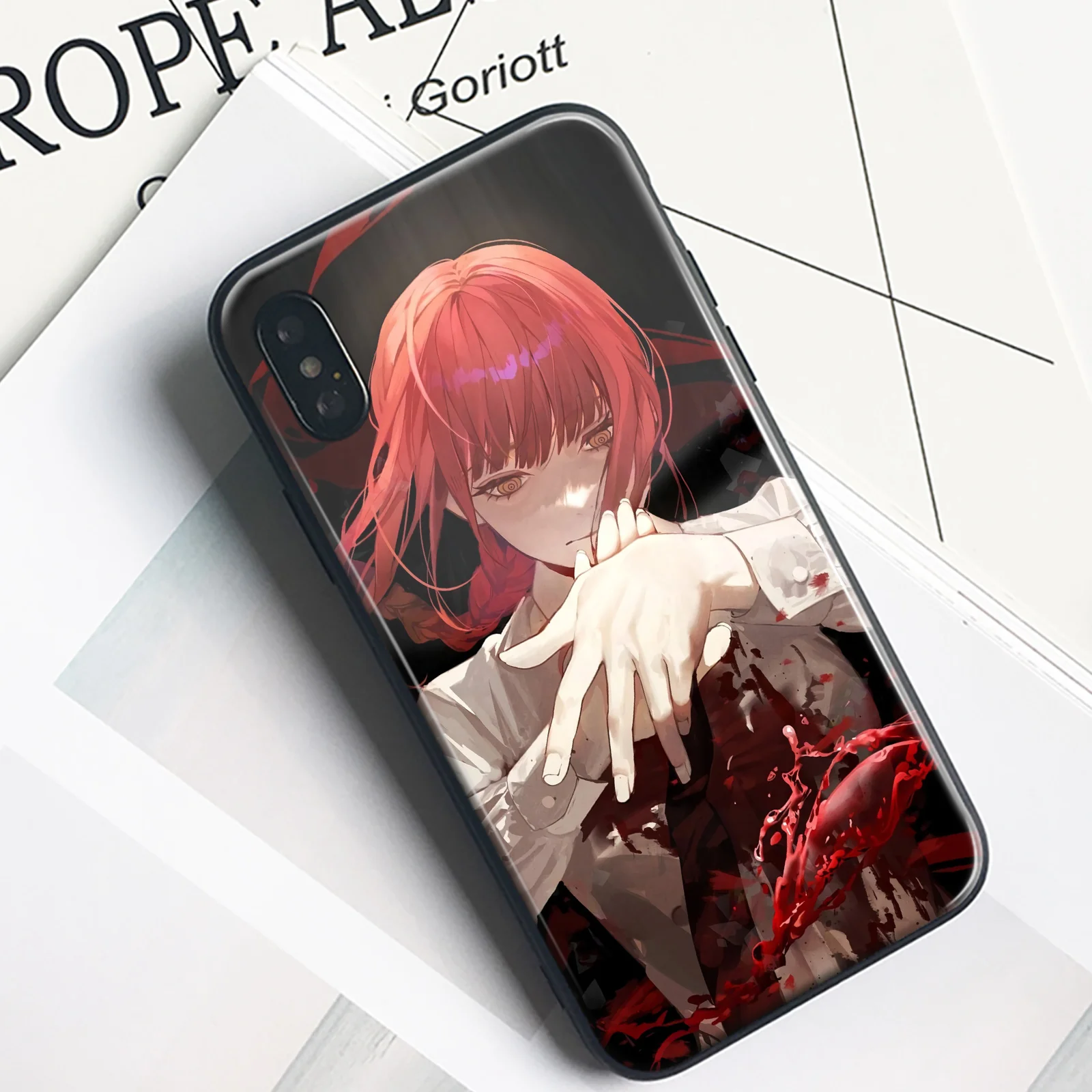 Makima Anime Character TPU Tempered Glass Phone Case for iPhone 16 15 14 11 Pro Max 7 8 15 16 Plus Xr Xs 12 13 Mini