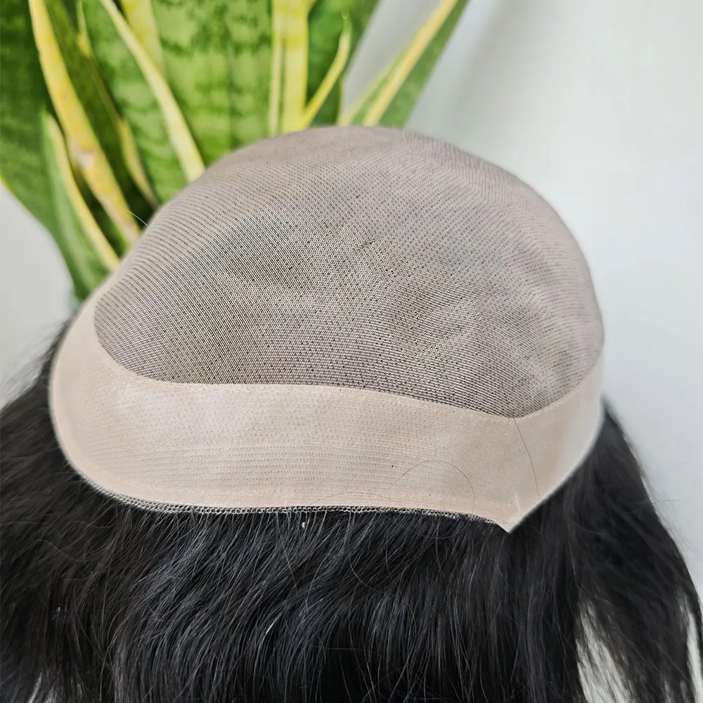Stock Fine Durable Mono Base with PU Around Men's Wig Human Hair Toupee Mono Style 6''x8'' 7''x9'' 8''x10'' Black Hair Piece