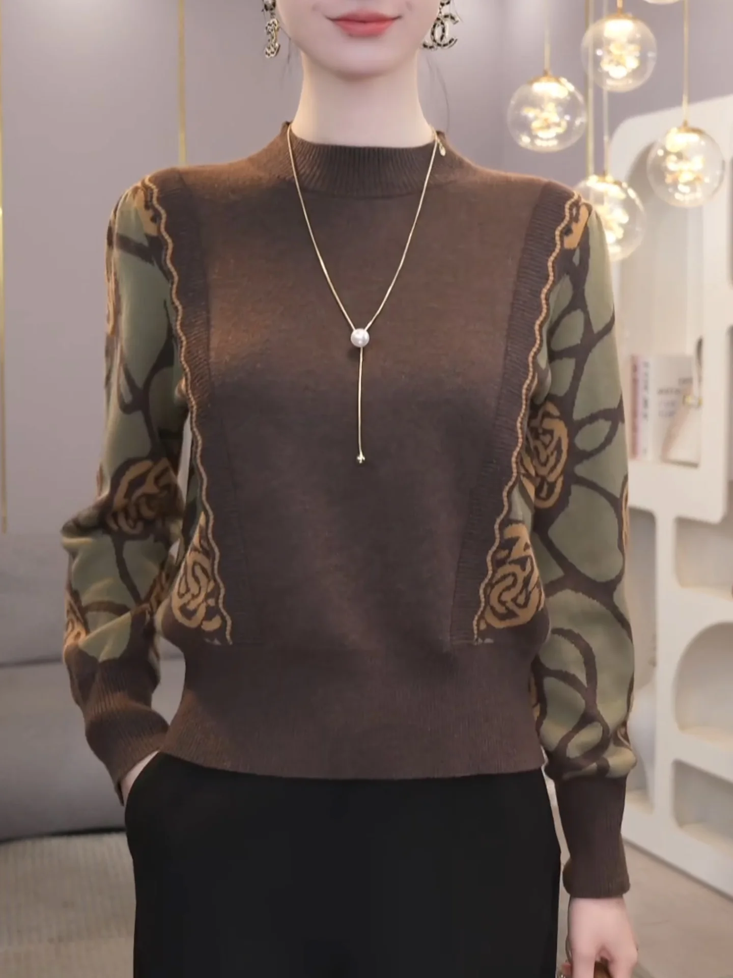 

Вязаный свитер Ele с круглым вырезом, цветной, премиум-класса, женский, модный, осенне-зимний, новинка, большие размеры