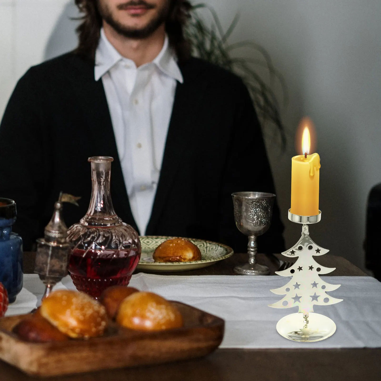 

Tea Light Holder Metal Christmas Tree Design for Table Centerpiece Decorative Desktop Ornament Xmas Stand Holiday