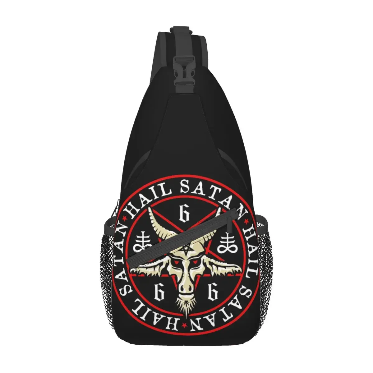 

Hail Satan Baphomet Occult Small Sling Bag Chest Crossbody Shoulder Sling Backpack Hiking Travel Daypacks Inverted Pentagram