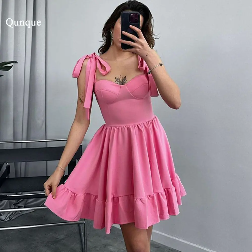 

Qunque Short Homecoming Dress Sweetheart Corset With Bra Customized Straps Mini Cocktail Party Skirt For Women Robe De Soirée