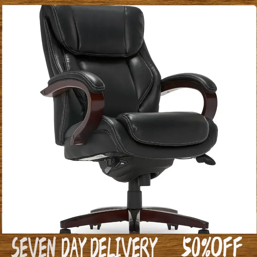 

Office Chair with Memory Foam Cushions, Solid Wood Arms and Base, Waterfall Seat Edge, Solid Back,modern Office Chairs