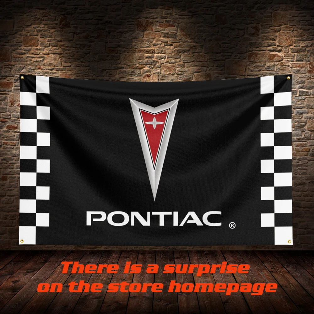 3 X 5 FT P-Pontiacs Flag Polyester Printed Car Flag Hanging Flag for Room Garage Living Room Home Garden Decoration