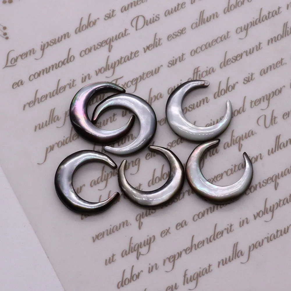13-20mm Fashion Moon Black Shell Loose Beads Natural Mother of Pearl Medium Hole Beads DIY Jewelry Making Necklace Accessories image 5