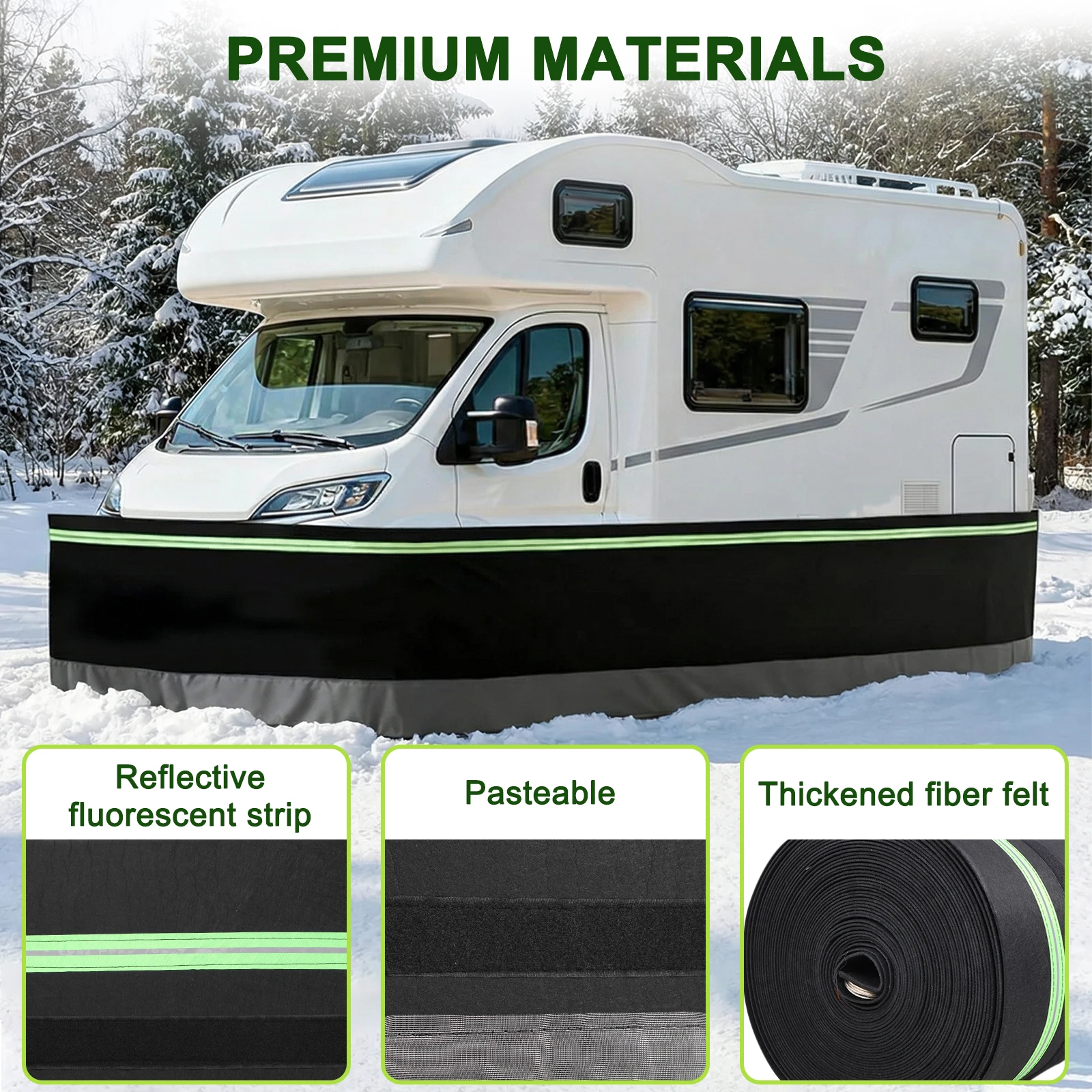 

RV Skirting Easy Installation Travel Trailer Skirt Panel Waterproof 39.37ft Heightx85.3ft Length for Garden Outdoor Yard