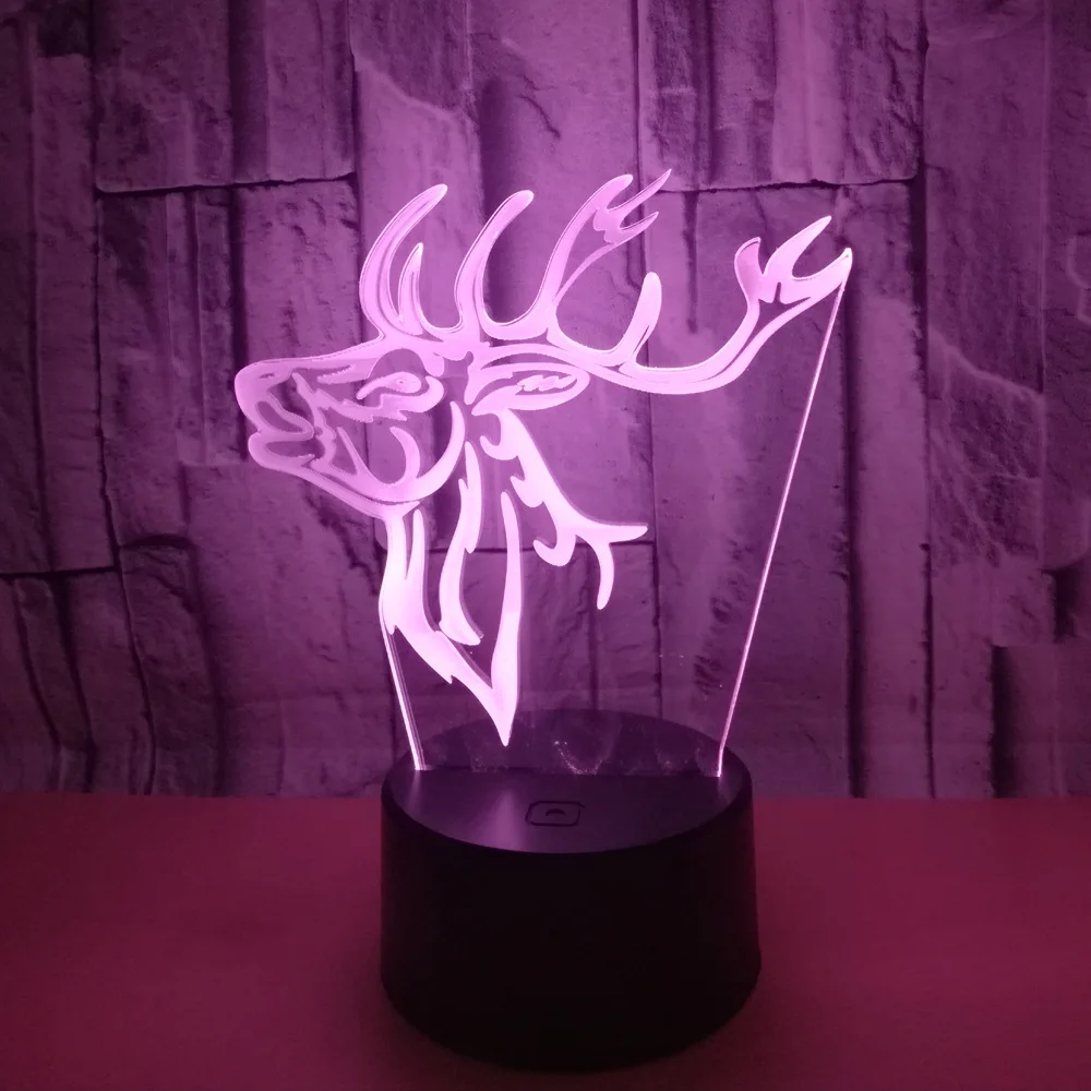 

Deer Head 3d Lamp Touch Remote Control Led Visual Lamp 3d Gift Small Led Night Light Novelty Luminaria De Mesa Night Light