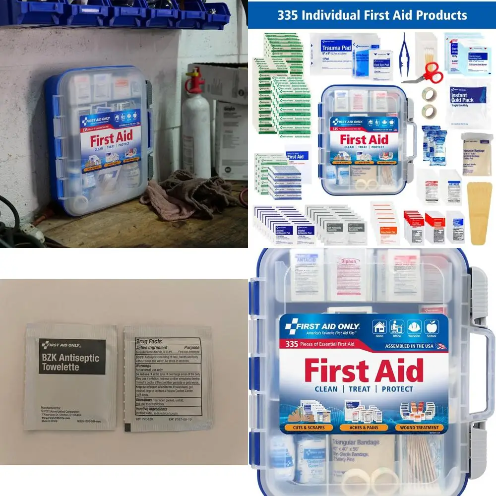 

91247 OSHA-Compliant First Aid Kit, All-Purpose 100-Person Emergency First Aid Kit for Business, Worksite, Home, and Car, 335 Pi