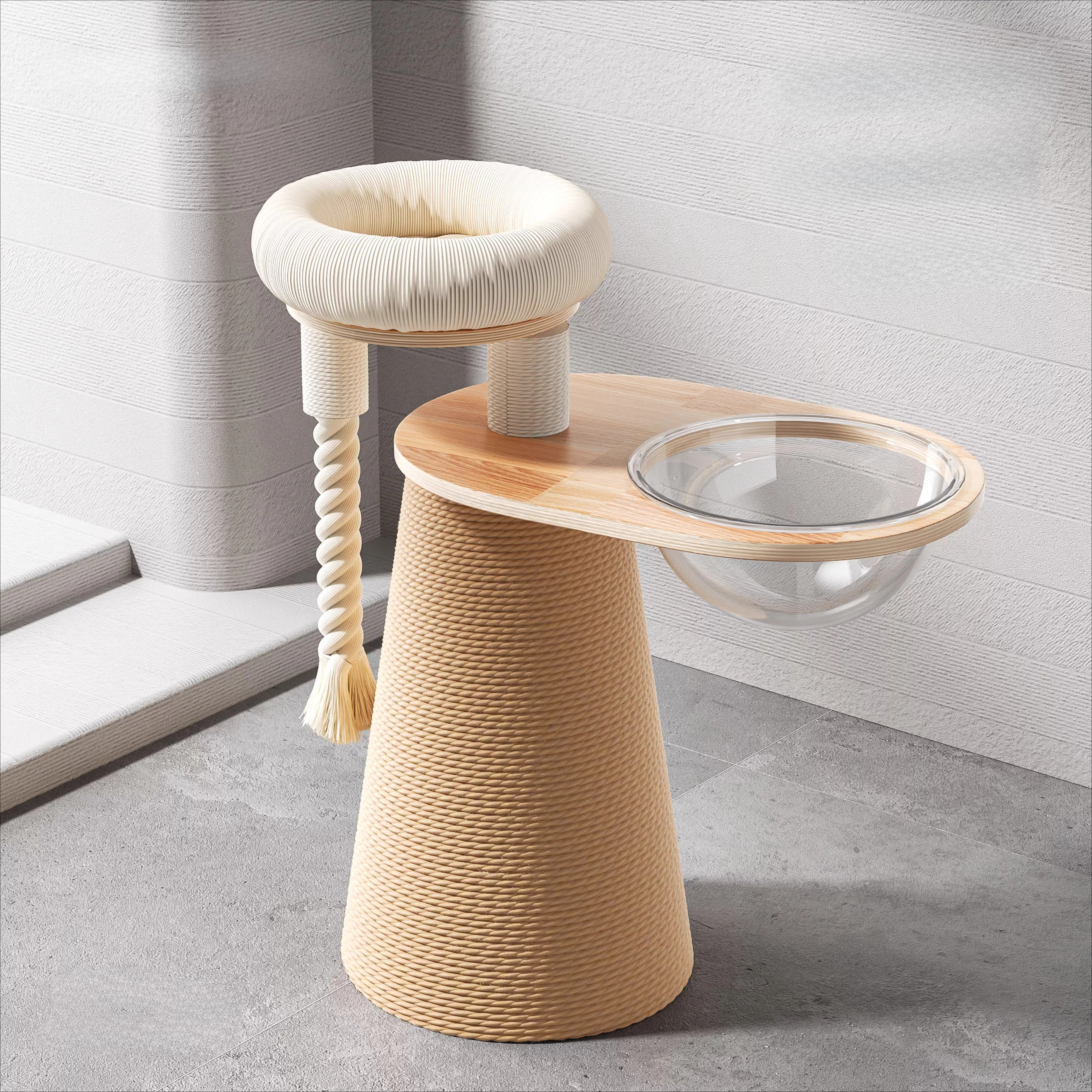 

Wooden Scrapers Cat Tower Scratcher Mat Accessories Tree Post Modern Cat Tower Indoor Climbing Rascador De Gatos Pet Furniture