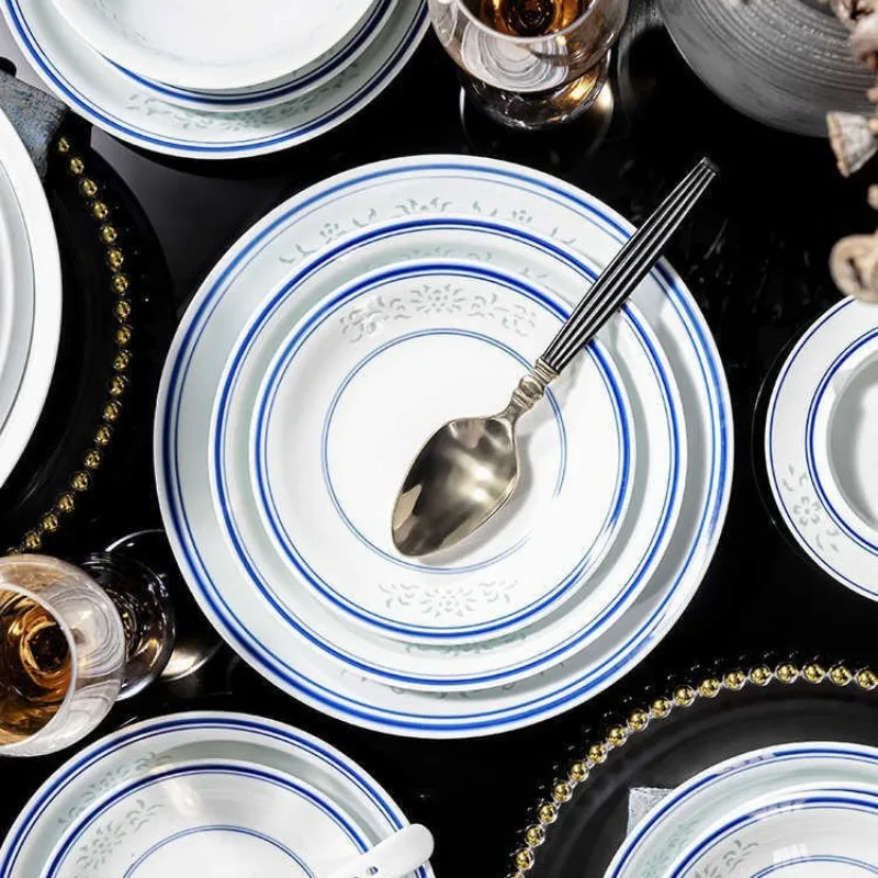 DSA New White Porcelain Exquisite Porcelain High-end Tableware Ceramic Dishes Household Set