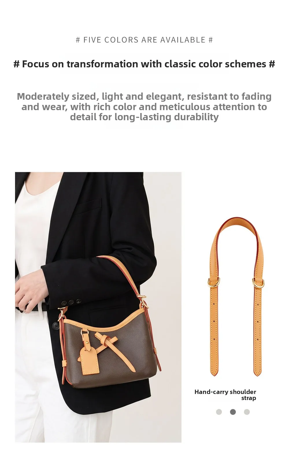 Adjustable Vachetta Leather Replacement Shoulder Strap For Carryall Nano Bag Crossbody Bag Strap Accessories