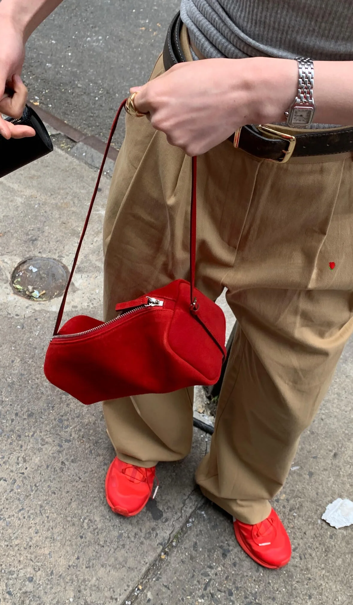 Korean Style Genuine Leather Single Shoulder Handbag Crossbody Pencil Case Bag Velvet Material Casual Zipper Closure Ladies P...