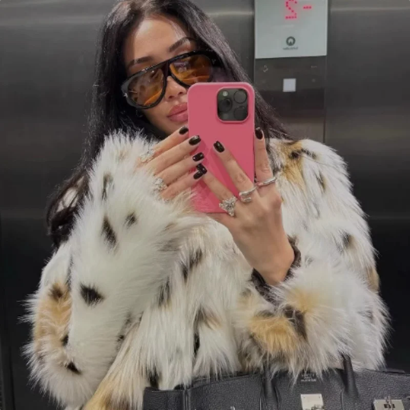 ZXRYXGS Bestselling 2025 New Autumn Winter Leopard Print Faux Fur Jacket Women's Short Coat Beautiful Fashionable Coats