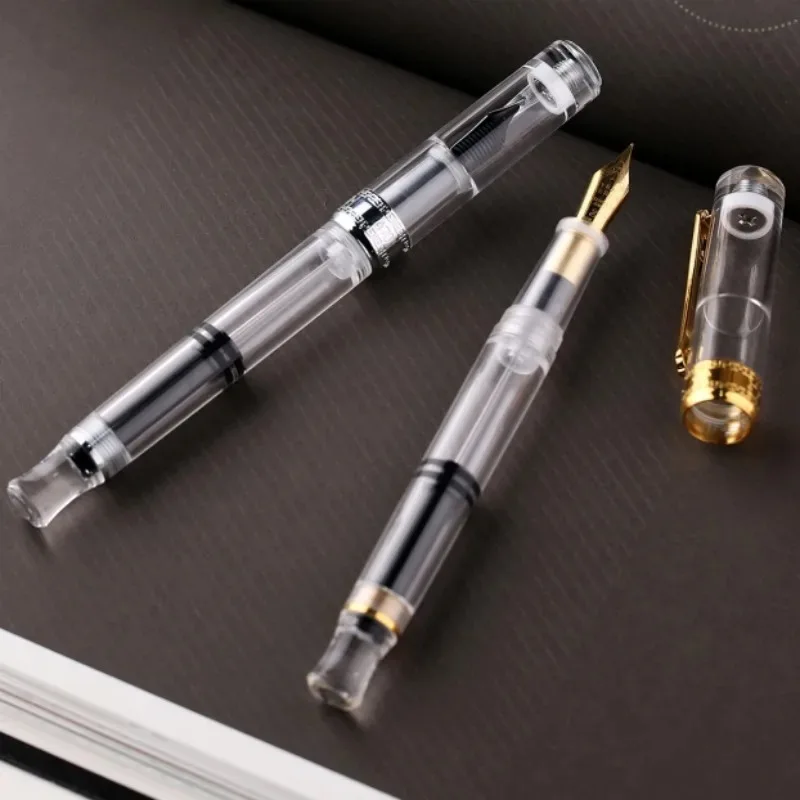 PENBBS  Fountain Pen 470 Pulling Vacuum for Inking Large Capacity Acrylic F/M Bright Nib Pen Business Writing Office Stationery