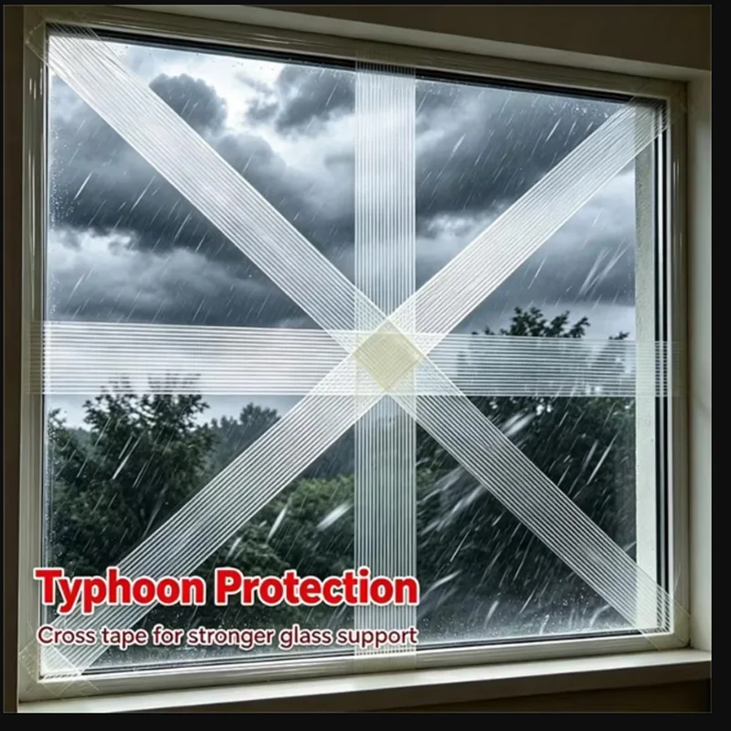 Striped Fiberglass Filament Tape Typhoon Window Glass Reinforcement Tape Strong Adhesive No Residue Weatherproof Fiber Tape