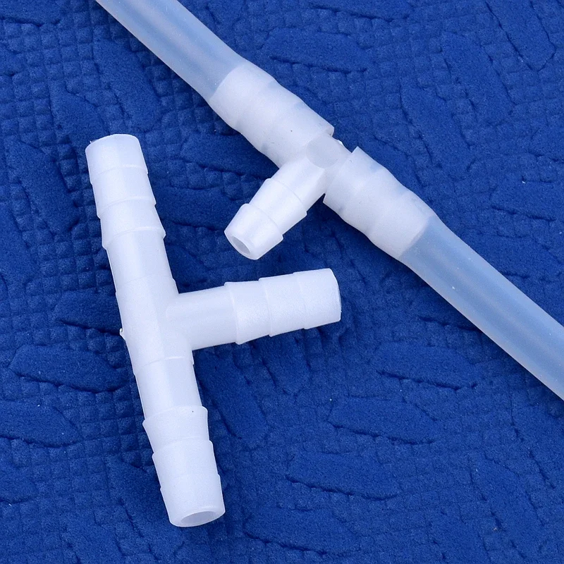 White PE Pagoda Tee Fittings for Aquariums and Irrigation Systems | 4 to 13 mm Hose Diameter | Fast-Connect Design | DIN Standar