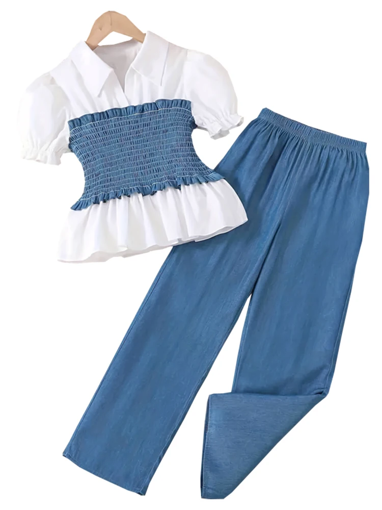 Ensemble de vêtements d'été pour filles de 7 8 9 10 11 12 13 14 ans, nouveau haut tendance + pantalon Long, 2 pièces, costumes pour filles, cadeau d'anniversaire, vêtements pour enfants