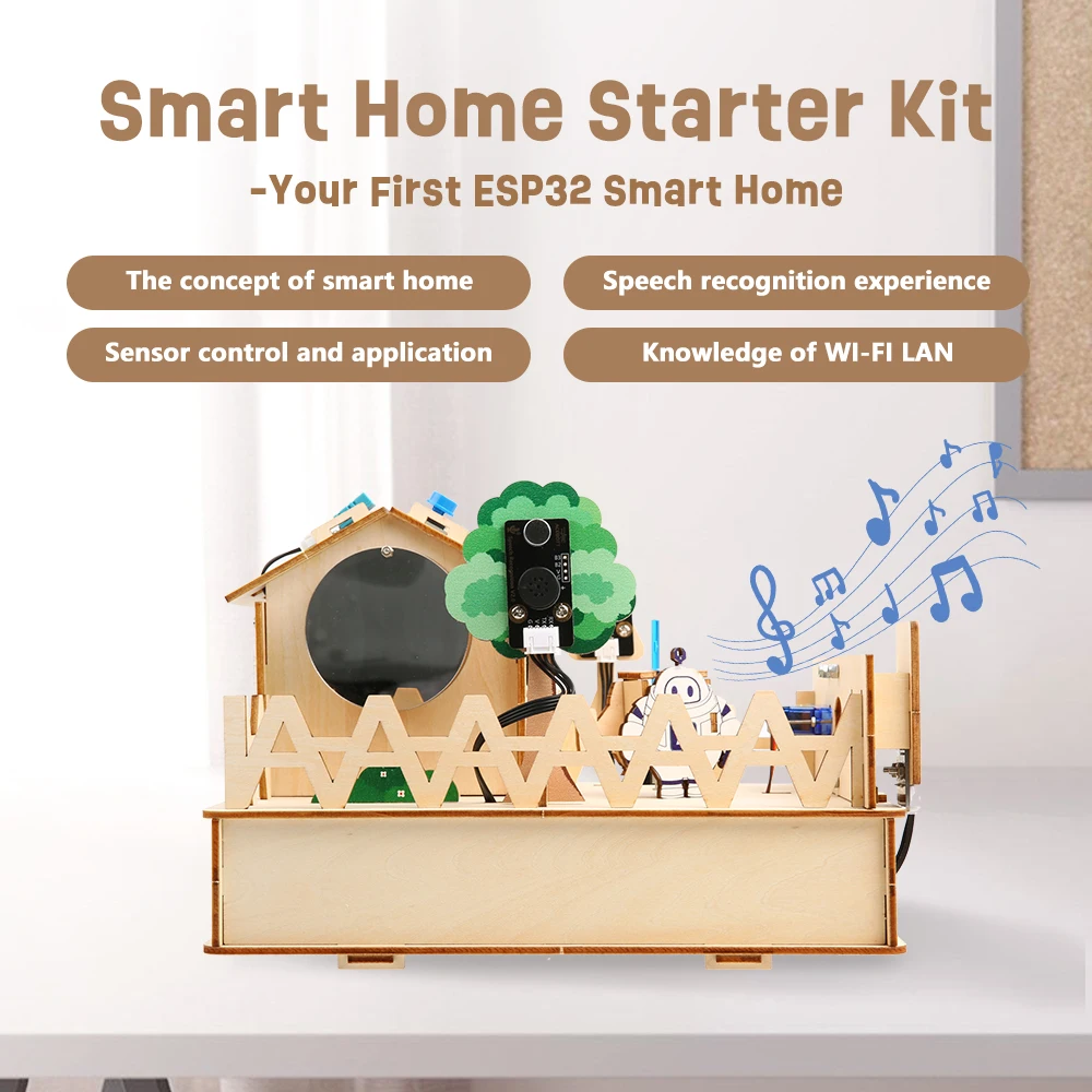 ACEBOTT ESP32 IOT Projects Wooden House STEM Education Smart Home Starter Kit for Arduino