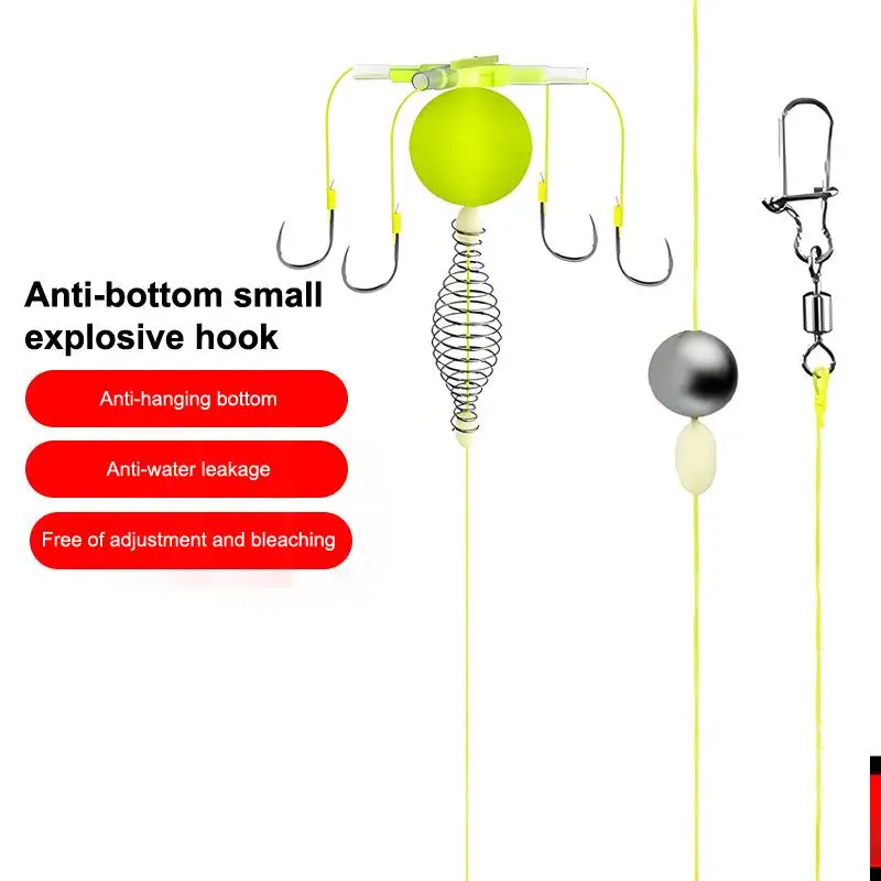 Neuester 1er-Pack Hakenköderkäfig mit vier Haken aus Karbonstahl, Schnurgruppe, Feeder, Sinker, Float, scharfe Angelköderkäfig-Werkzeuge – Detail 2