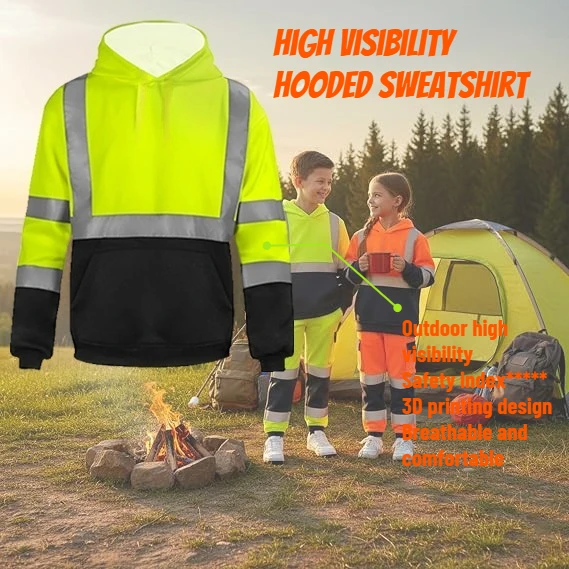 2026 sesafety Class 3 High Visibility Sweatshirt for Men,3D printing Pullover,Hi-Vis Safety Hoodie Pullover Sweatshirt，Unisex