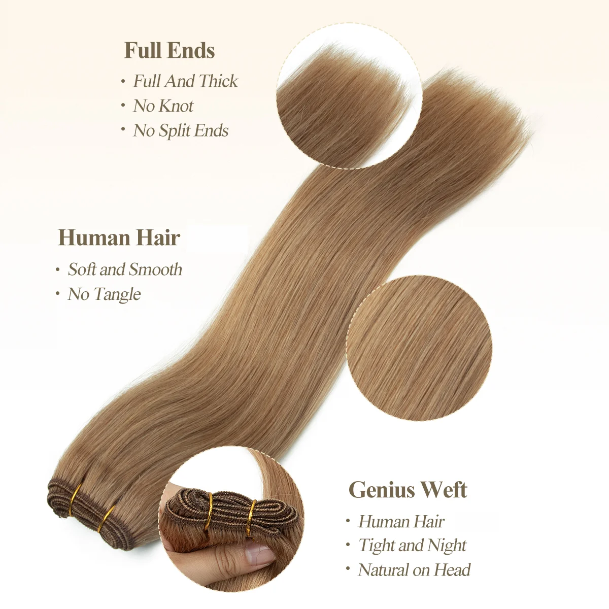 Real Human Hair Sew In Extensions Natural Straight Remy Texture 50g Super Soft Weaving Bundles For Womens Daily Voluminous Full Hairstyle