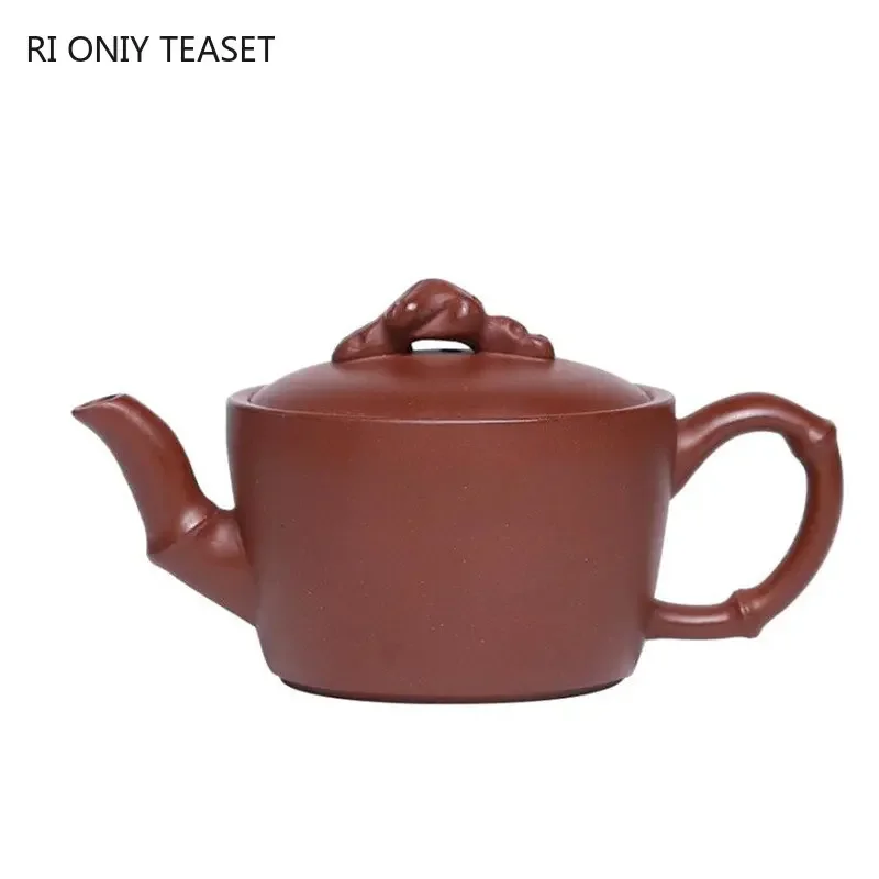 

110ml Chinese Yixing Raw Ore Purple Clay Teapots Famous Artists Handmade Small Capacity Bamboo Tea Pot Kettle Zisha Tea Set