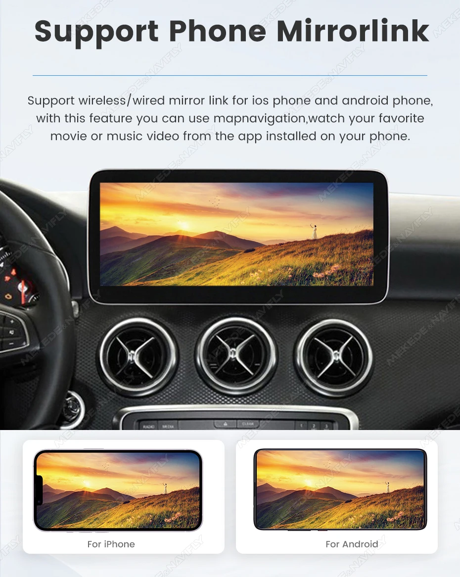MEKEDE Touchscreen mit Linux, CarPlay und Android Auto System, Autoradio-Mirror-Ready-Zentraleinheit für Mercedes-Benz Klasse A, CLA, CLA, CLA W176 C117 X156 2012-2018 – Detail 12