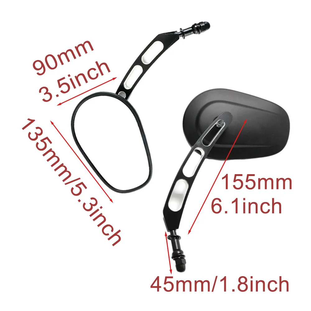 Pair Chrome Motorcycle Universal 8mm Rear View Side Mirrors For Harley-Davidson Street Glide Road King Fatboy