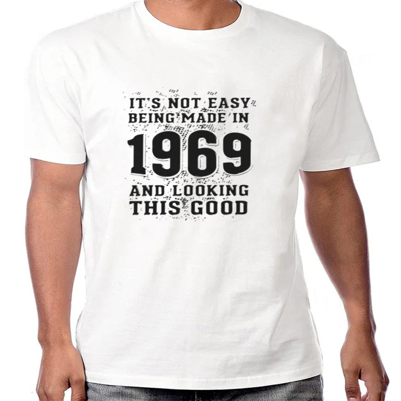 T-Shirt col ras du cou pour homme, en coton imprimé, amusant et basique, cadeau d'anniversaire de 50 ans, 1969