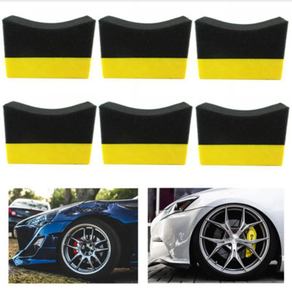 Top Sale 6Pcs Tire Contour Dressing Applicator Pads Gloss Shine Color Polishing Sponge Wax