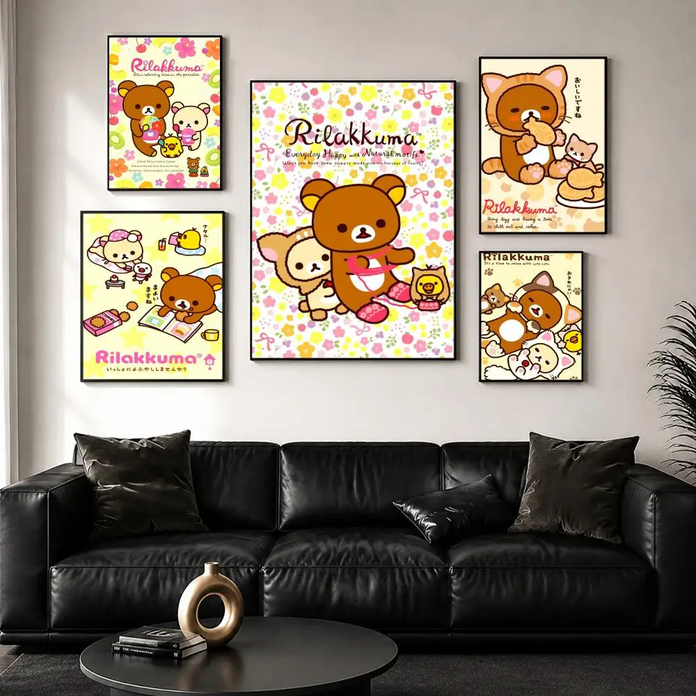 Cute Cartoon Anime R-Rilakkuma Poster Perfect Sticker Self Adhesive for Office Home Theater Wall Art Decor Fancy Gift