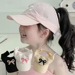 Sweet Bow Print High Ponytail Girls Hat Sun Hats Baseball Caps Adjustable Travel Caps Baby Children Peaked Caps Hat Visor Cap