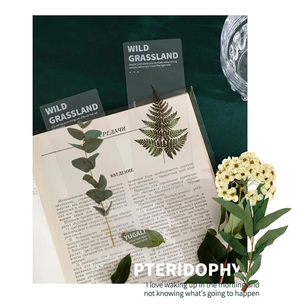5Pcs/Set Page Holder Nature Plants Exquisite Pattern Translucent Universal Literature Book Mark for Gift
