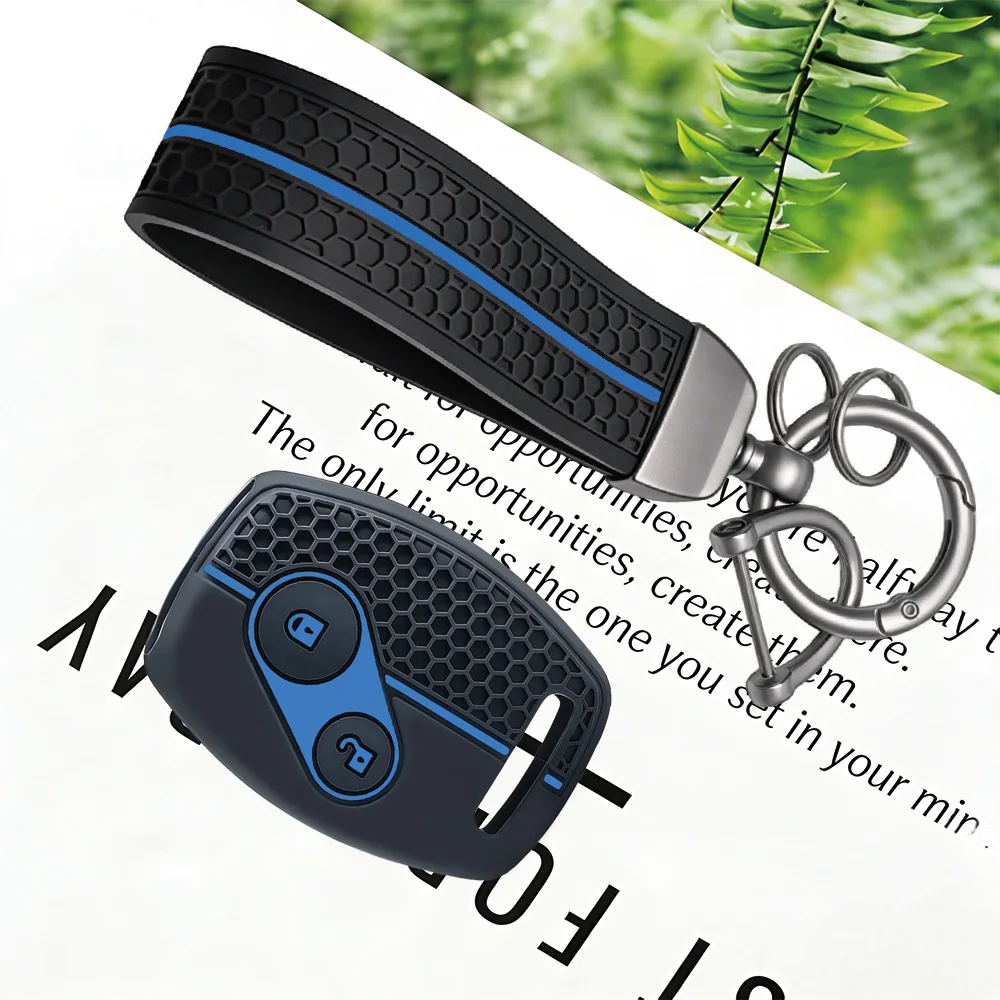 Honeycomb Texture Silicone Key Fob Cover With Keychain For Honda Accord 7 Jazz FRV Civic CR-V CRZ Insight Fit SRV