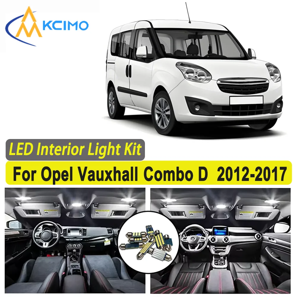 

Kcimo LED For Opel Vauxhall Combo D (2012-2017) Premium Bright LED Interior Dome Map Trunk Light Kit New Car Led Lamps Canbus
